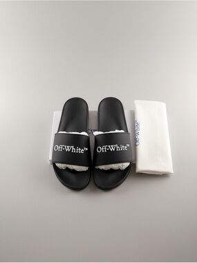 Off-White Black Slide Sandals with White Logo